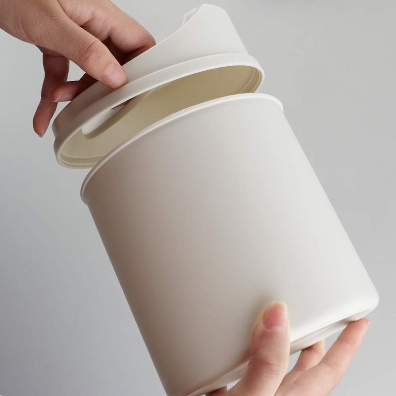 CadineUS 2 Liter Mini Desktop Trash Can with Swing Lid Tiny Garbage Can Trash Bin (White) - Image 4